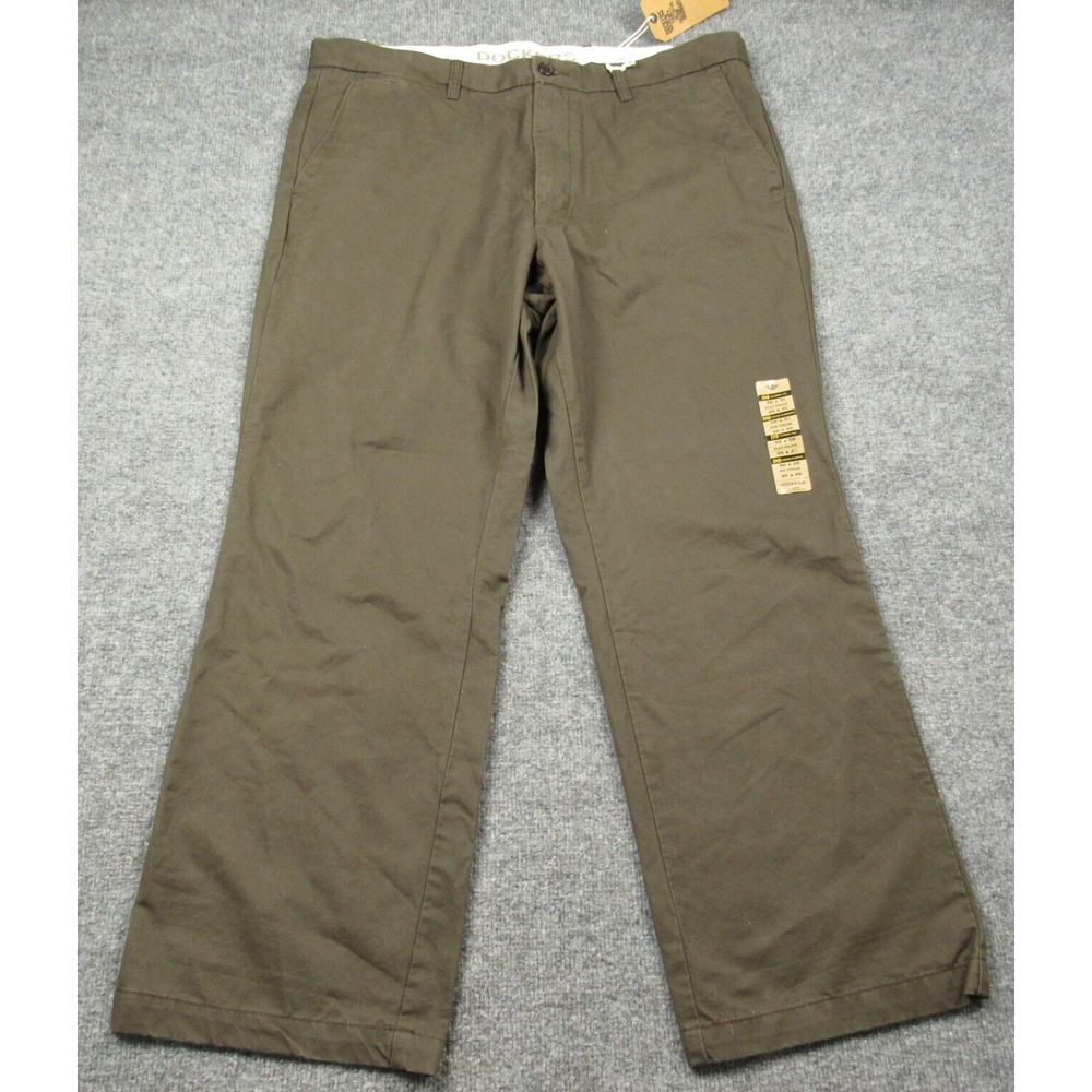 Dockers Pants Mens 38x29 Classic Fit Brown Flat Front D3 Chinos The Soft Khaki‎